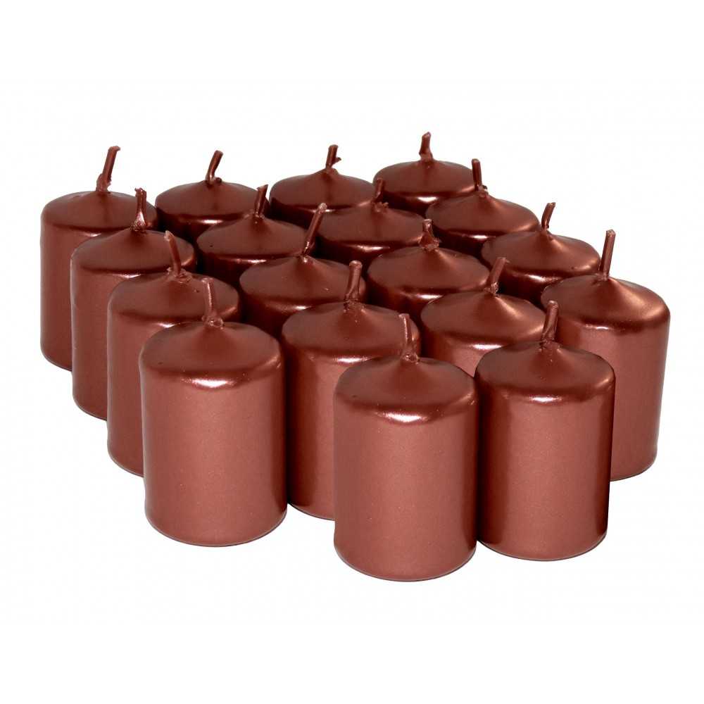 HotStar Unscented Candles Metallic Copper 18 Pcs Pillar Duration 6 Hours 35x50 mm