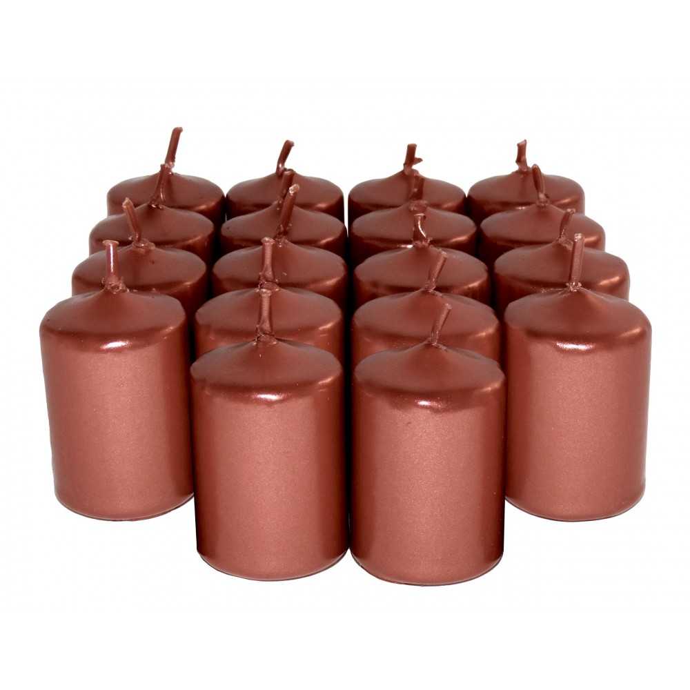 HotStar Candele Non Profumate Rame Metalizzato 18Pz Moccoli Durata 6 Ore 35x50 mm