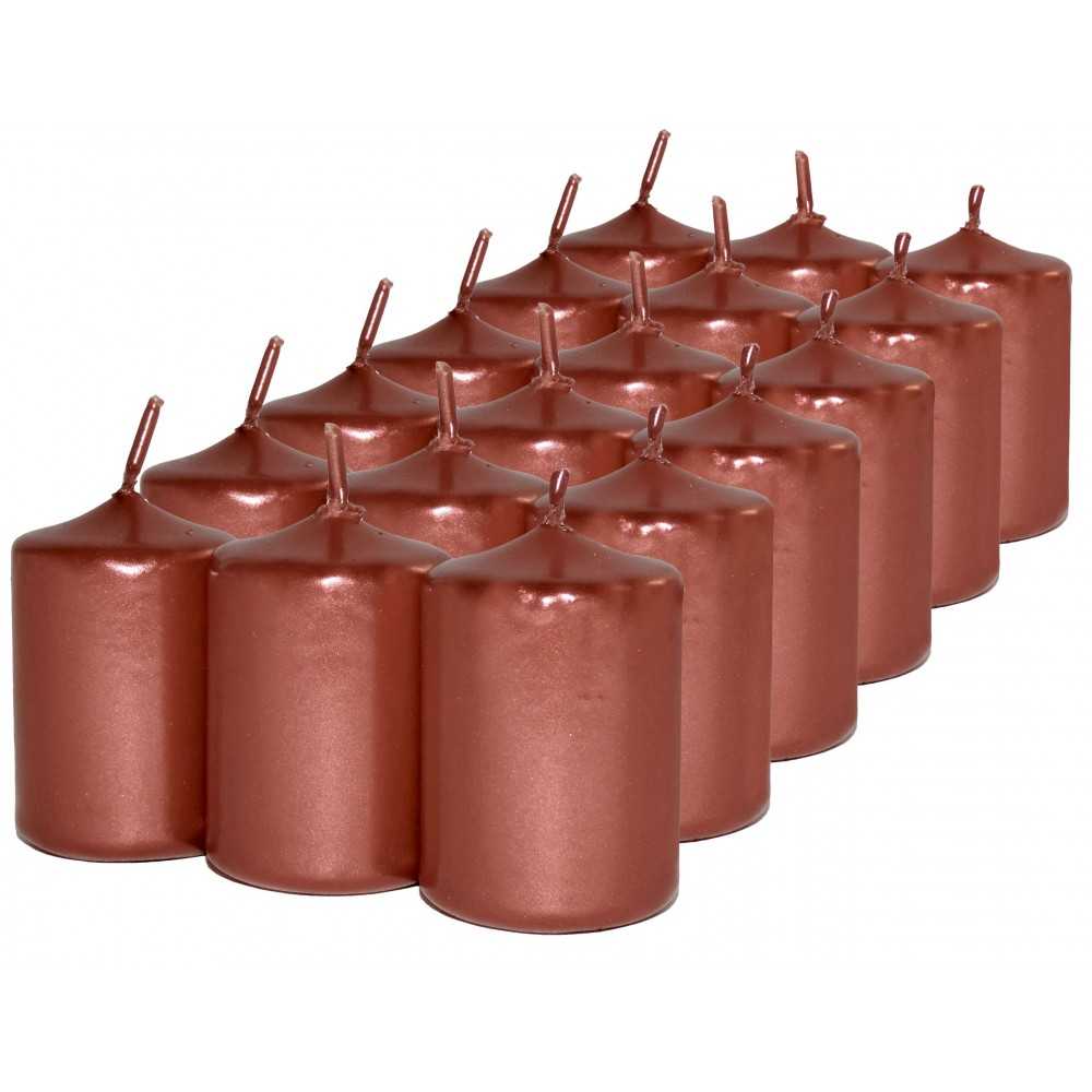 HotStar Unscented Candles Metallic Copper 18 Pcs Pillar Duration 6 Hours 35x50 mm