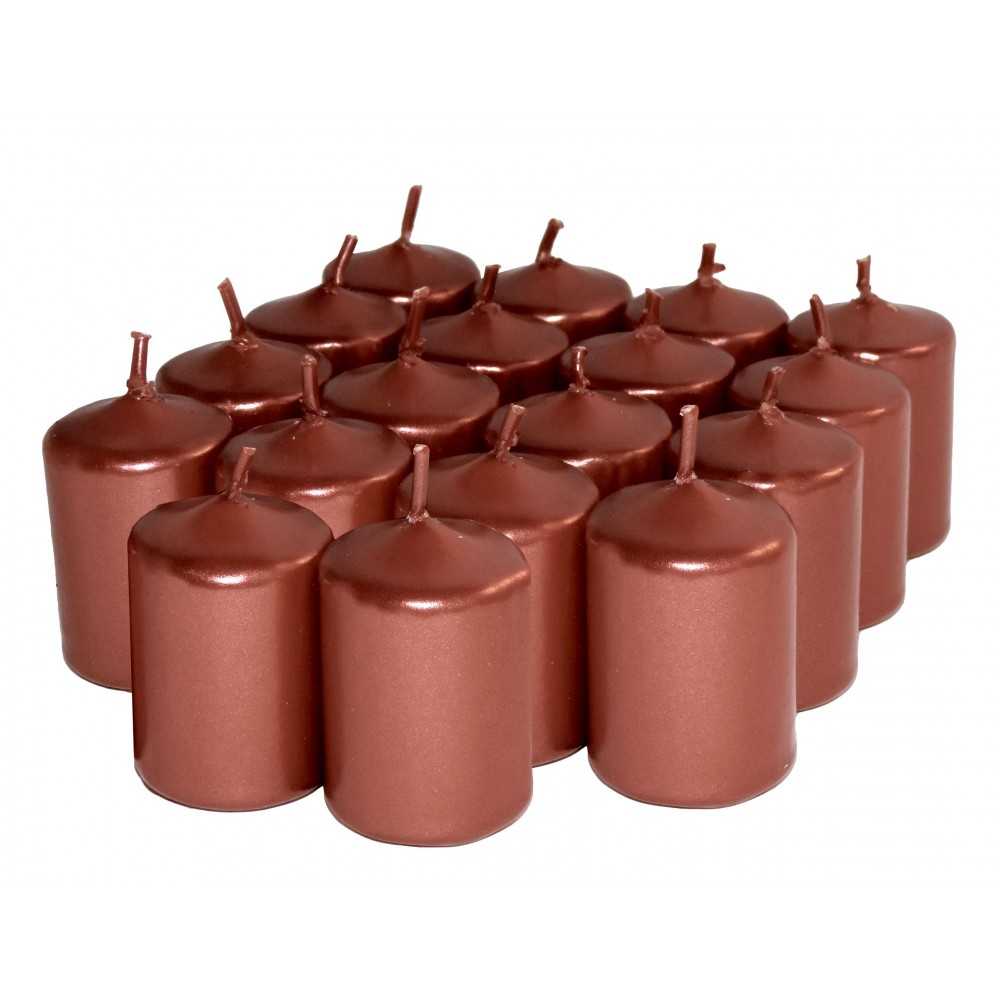 HotStar Candele Non Profumate Rame Metalizzato 18Pz Moccoli Durata 6 Ore 35x50 mm