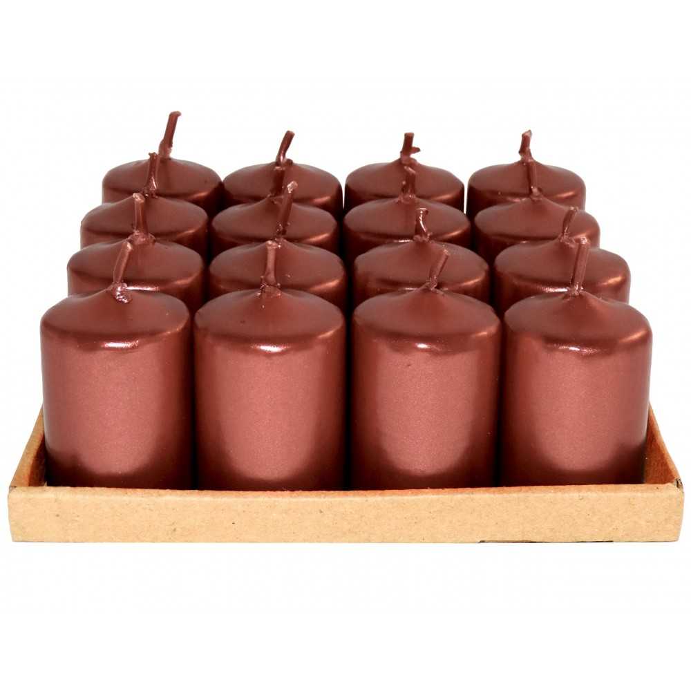 HotStar Unscented Candles Metallic Copper 16 Pcs Pillar Duration 6 Hours 35x50 mm