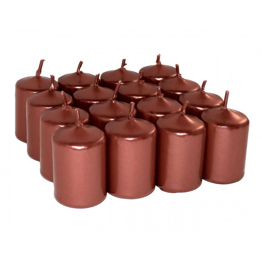 HotStar Unscented Candles Metallic Copper 16 Pcs Pillar Duration 6 Hours 35x50 mm