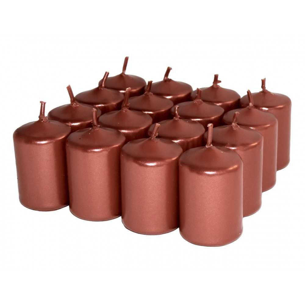 HotStar Candele Non Profumate Rame Metalizzato 16 Pz Moccoli Durata 6 Ore 35x50 mm