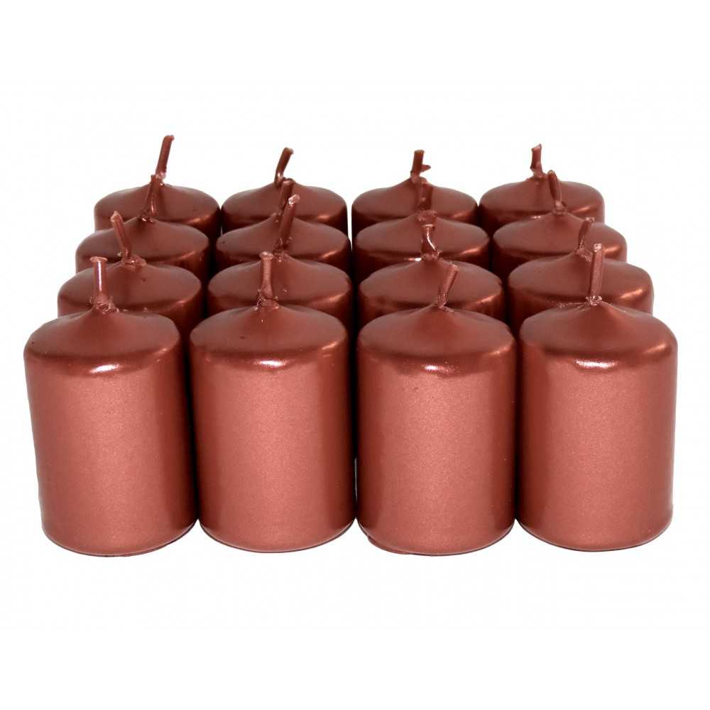 HotStar Unscented Candles Metallic Copper 16 Pcs Pillar Duration 6 Hours 35x50 mm