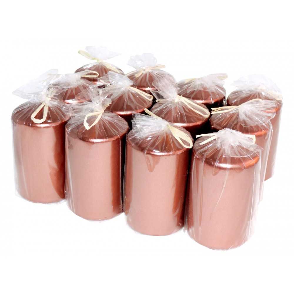 HotStar Metallic Copper Candles Pillars 12 Pcs Burning 30 Hours 60x100 mm Unscented