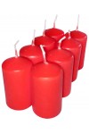 HotStar Pillar Wax Cylindrical Candles Duration 7 Hours d40 h70 mm RED Color Set of 8 Pieces