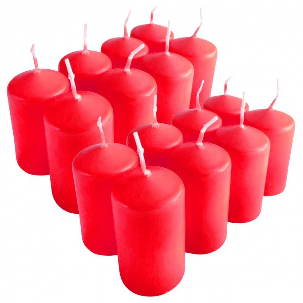 HotStar Candele Cilindriche Moccoli Cera a Colonna Durata 7 Ore d40 h70 mm Colore ROSSO Set di 16 Pezzi Antigoccia