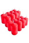 HotStar Pillar Wax Cylindrical Candles Duration 7 Hours d40 h70 mm Red Color Set of 16 Pieces