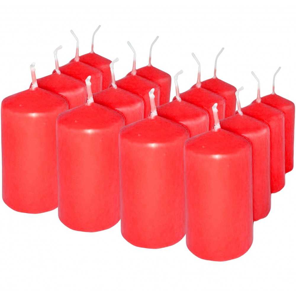 HotStar Candele Cilindriche Moccoli Cera a Colonna Durata 7 Ore d40 h70 mm Colore ROSSO Set di 16 Pezzi Antigoccia