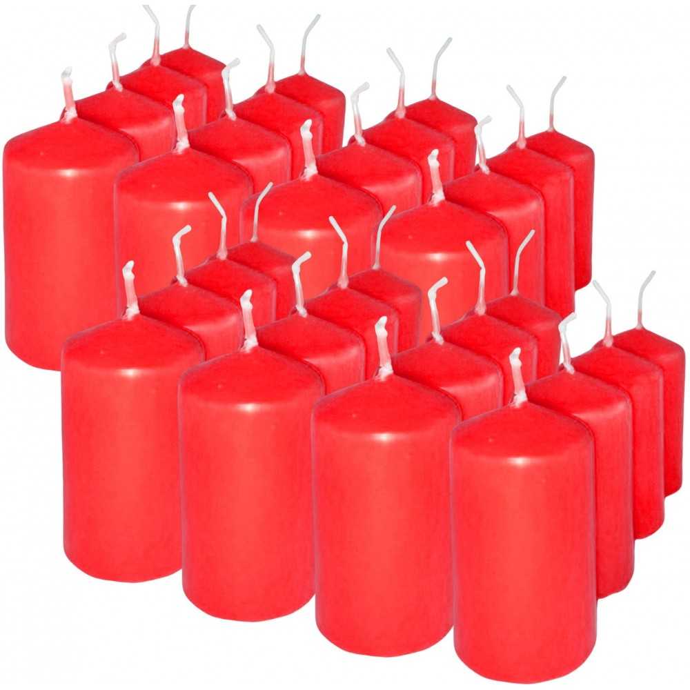 HotStar Professional Candele Cilindriche Moccoli Cera a Colonna Durata 7 Ore d40 h70 mm Colore Rosso Set di 32 Pezzi Antigoccia