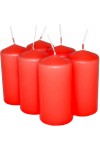 HotStar Pillar Wax Cylindrical Candles Duration 12 Hours d45 h90 mm RED Color Set of 6 Pieces