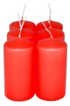 HotStar Pillar Wax Cylindrical Candles Duration 12 Hours d45 h90 mm RED Color Set of 6 Pieces