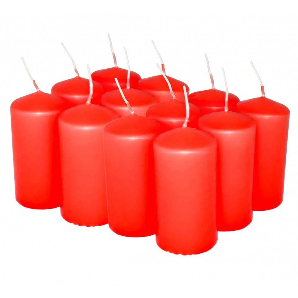 HotStar Candele Cilindriche Cera a Colonna Durata 12 Ore d45 h90 mm Colore Rosso Set di 12 Pezzi Antigoccia