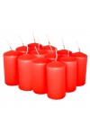 HotStar Pillar Wax Cylindrical Candles Duration 12 Hours d45 h90 mm RED Color Set of 12 Pieces