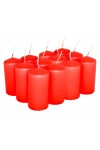 HotStar Pillar Wax Cylindrical Candles Duration 12 Hours d45 h90 mm RED Color Set of 12 Pieces