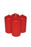 HotStar Pillar Wax Cylindrical Candles Duration 30 Hours d60 h120 mm Red Color Set of 4 Pieces