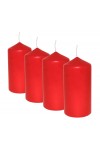 HotStar Pillar Wax Cylindrical Candles Duration 30 Hours d60 h120 mm Red Color Set of 4 Pieces