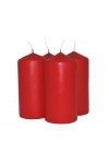 HotStar Pillar Wax Cylindrical Candles Duration 30 Hours d60 h120 mm Red Color Set of 4 Pieces