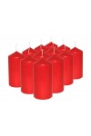 HotStar Pillar Wax Cylindrical Candles Duration 30 Hours d60 h120 mm Red Color Set of 12 Pieces