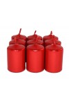 HotStar Unscented Candles Metallic Red 9Pcs Pillar Duration 6 Hours 35x50 mm