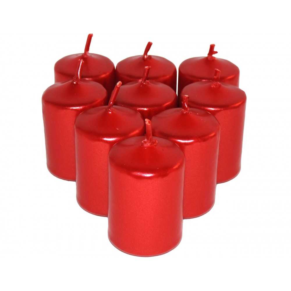 HotStar Candele Non Profumate Rosso Metalizzato 9Pz Moccoli Durata 6 Ore 35x50 mm