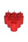 HotStar Unscented Candles Metallic Red 9Pcs Pillar Duration 6 Hours 35x50 mm