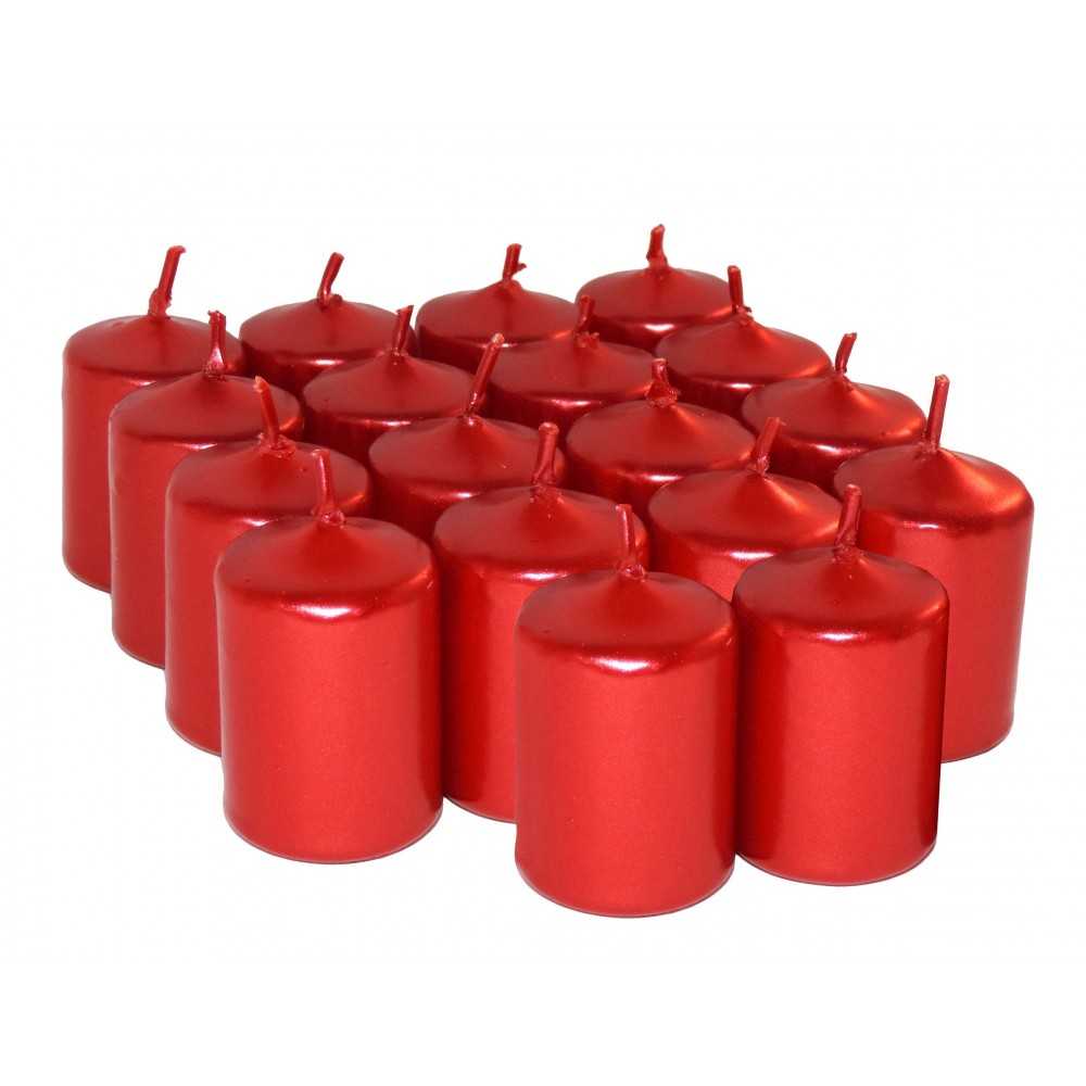 HotStar Unscented Candles Metallic Red 18 Pcs Pillar Duration 6 Hours 35x50 mm