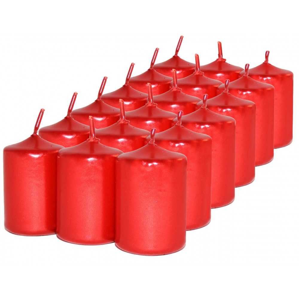 HotStar Candele Non Profumate Rosso Metalizzato 18Pz Moccoli Durata 6 Ore 35x50 mm