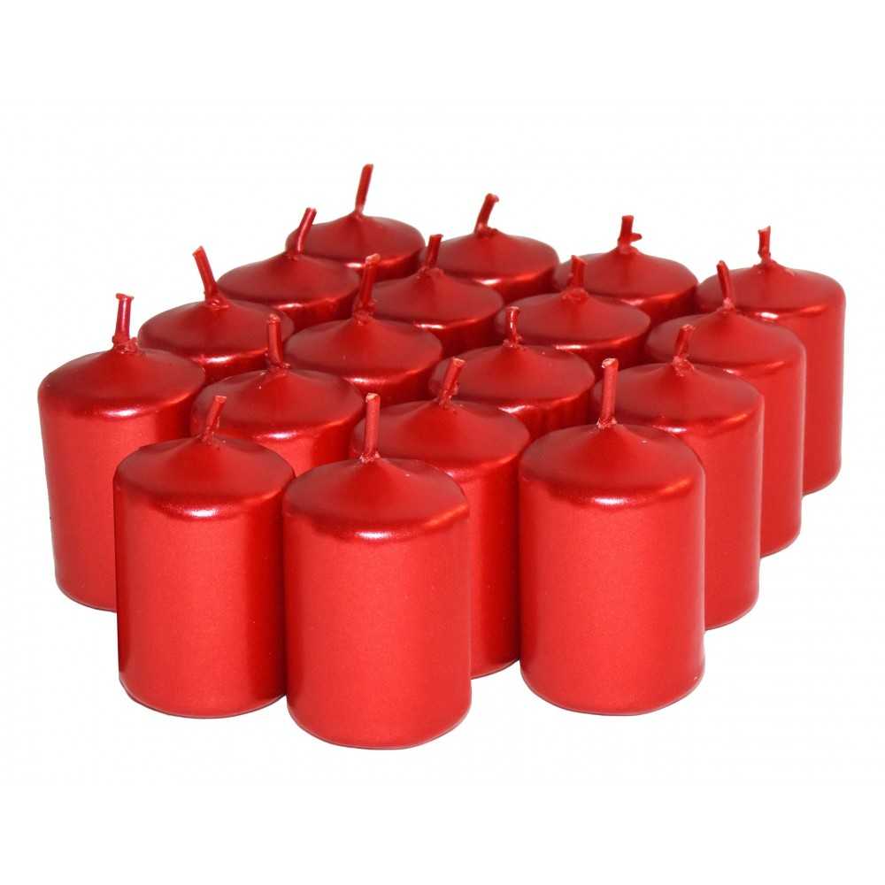 HotStar Unscented Candles Metallic Red 18 Pcs Pillar Duration 6 Hours 35x50 mm