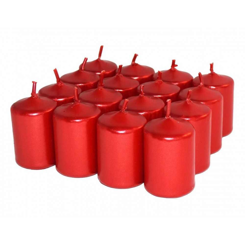 HotStar Candele Non Profumate Rosso Metalizzato 16 Pz Moccoli Durata 6 Ore 35x50 mm