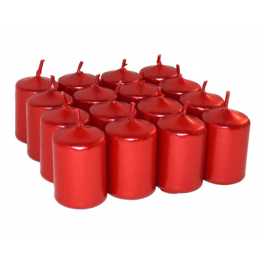 HotStar Candele Non Profumate Rosso Metalizzato 16 Pz Moccoli Durata 6 Ore 35x50 mm