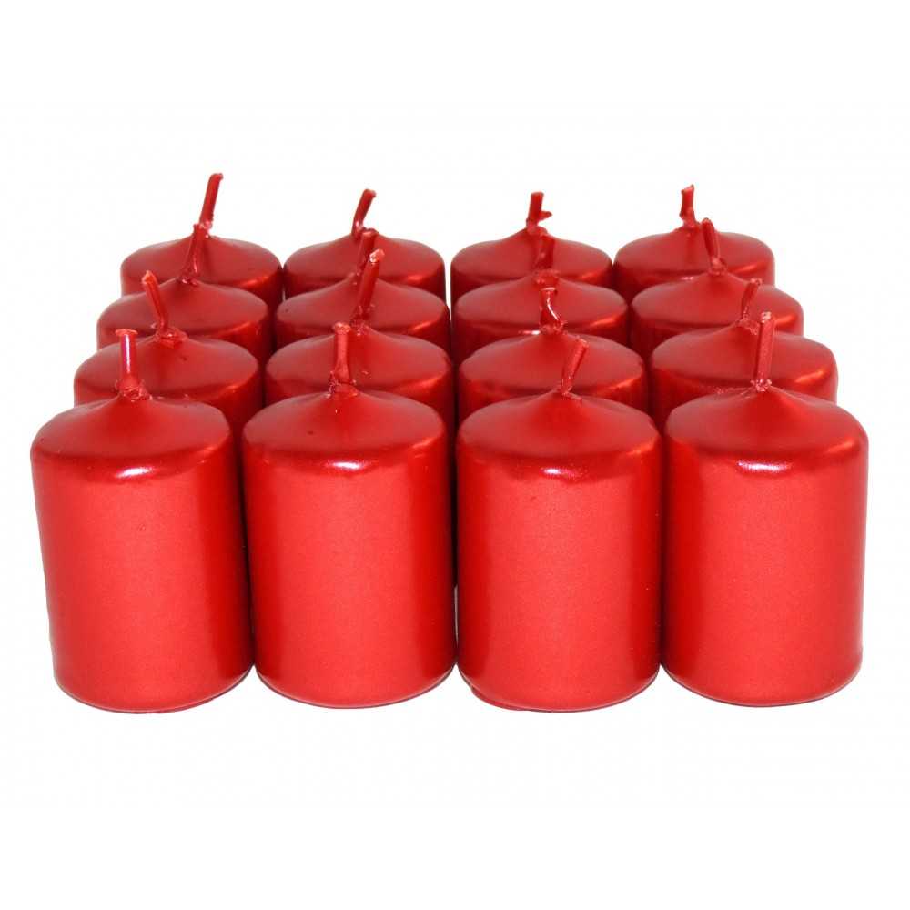 HotStar Candele Non Profumate Rosso Metalizzato 16 Pz Moccoli Durata 6 Ore 35x50 mm