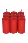 HotStar Unscented Candles Metallic Red 9Pcs Pillar Duration 7-8 Hours 35x80 mm