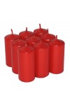 HotStar Unscented Candles Metallic Red 9Pcs Pillar Duration 7-8 Hours 35x80 mm