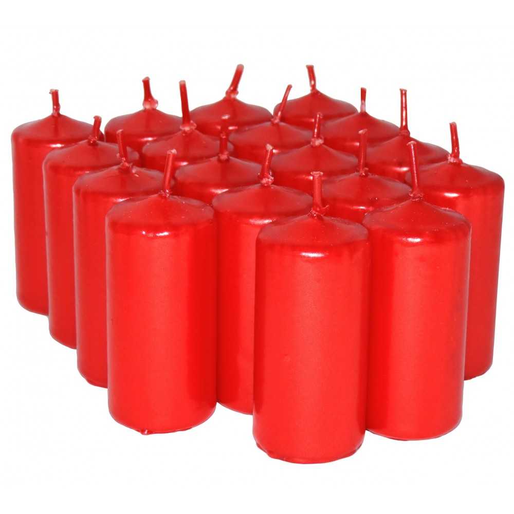 HotStar Candele Non Profumate Rosso Metalizzato 18Pz Moccoli Durata 7-8 Ore 35x80 mm