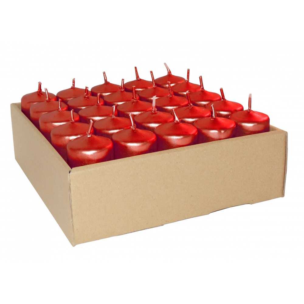 HotStar Candele Non Profumate Rosso Metalizzato 25 Pz Moccoli Durata 7-8 Ore 35x80 mm