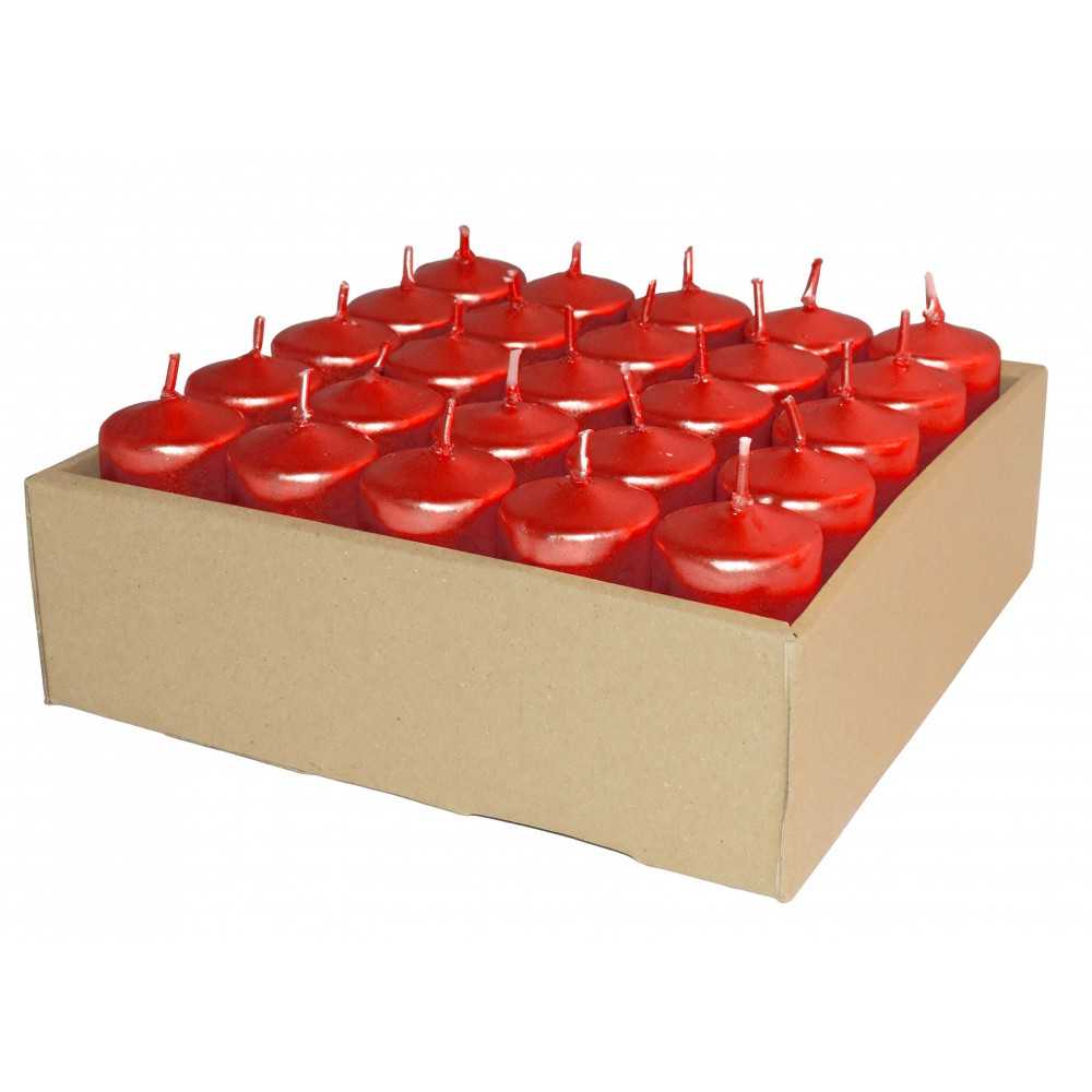 HotStar Candele Non Profumate Rosso Metalizzato 25 Pz Moccoli Durata 7-8 Ore 35x80 mm