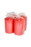 HotStar Metallic Red Candles Pillars 4 Pcs Burning 30 Hours 60x100 mm Unscented