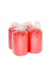 HotStar Metallic Red Candles Pillars 4 Pcs Burning 30 Hours 60x100 mm Unscented