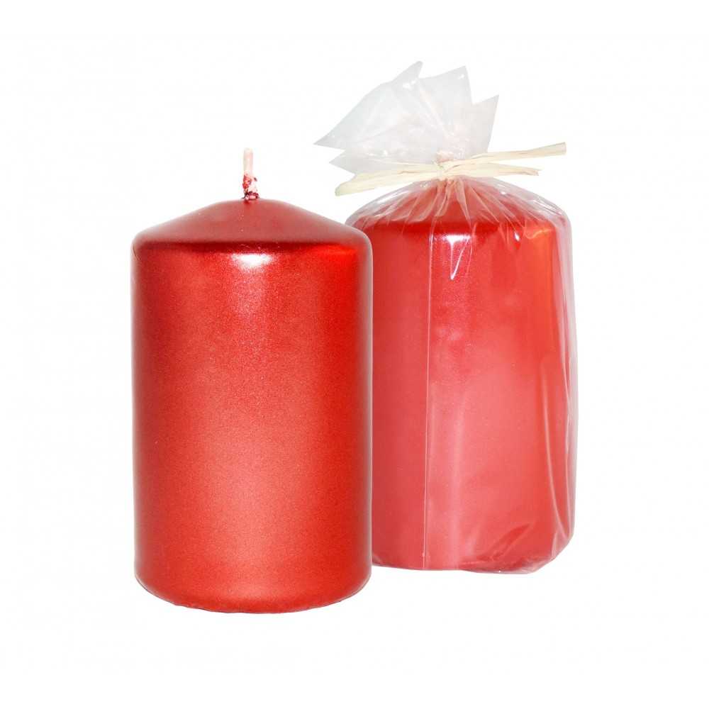 HotStar Metallic Red Candles Pillars 4 Pcs Burning 30 Hours 60x100 mm Unscented