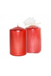 HotStar Metallic Red Candles Pillars 4 Pcs Burning 30 Hours 60x100 mm Unscented