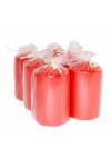 HotStar Metallic Red Candles Pillars 6 Pcs Burning 30 Hours 60x100 mm Unscented