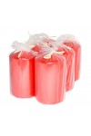 HotStar Metallic Red Candles Pillars 6 Pcs Burning 30 Hours 60x100 mm Unscented