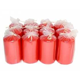 HotStar Metallic Red Candles Pillars 12 Pcs Burning 30 Hours 60x100 mm Unscented