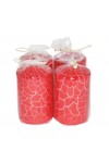 HotStar Crack Metallic Red Candles Pillars 4 Pcs Burning 30 Hours 60x100 mm Unscented