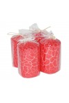 HotStar Crack Metallic Red Candles Pillars 4 Pcs Burning 30 Hours 60x100 mm Unscented