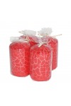 HotStar Crack Metallic Red Candles Pillars 4 Pcs Burning 30 Hours 60x100 mm Unscented