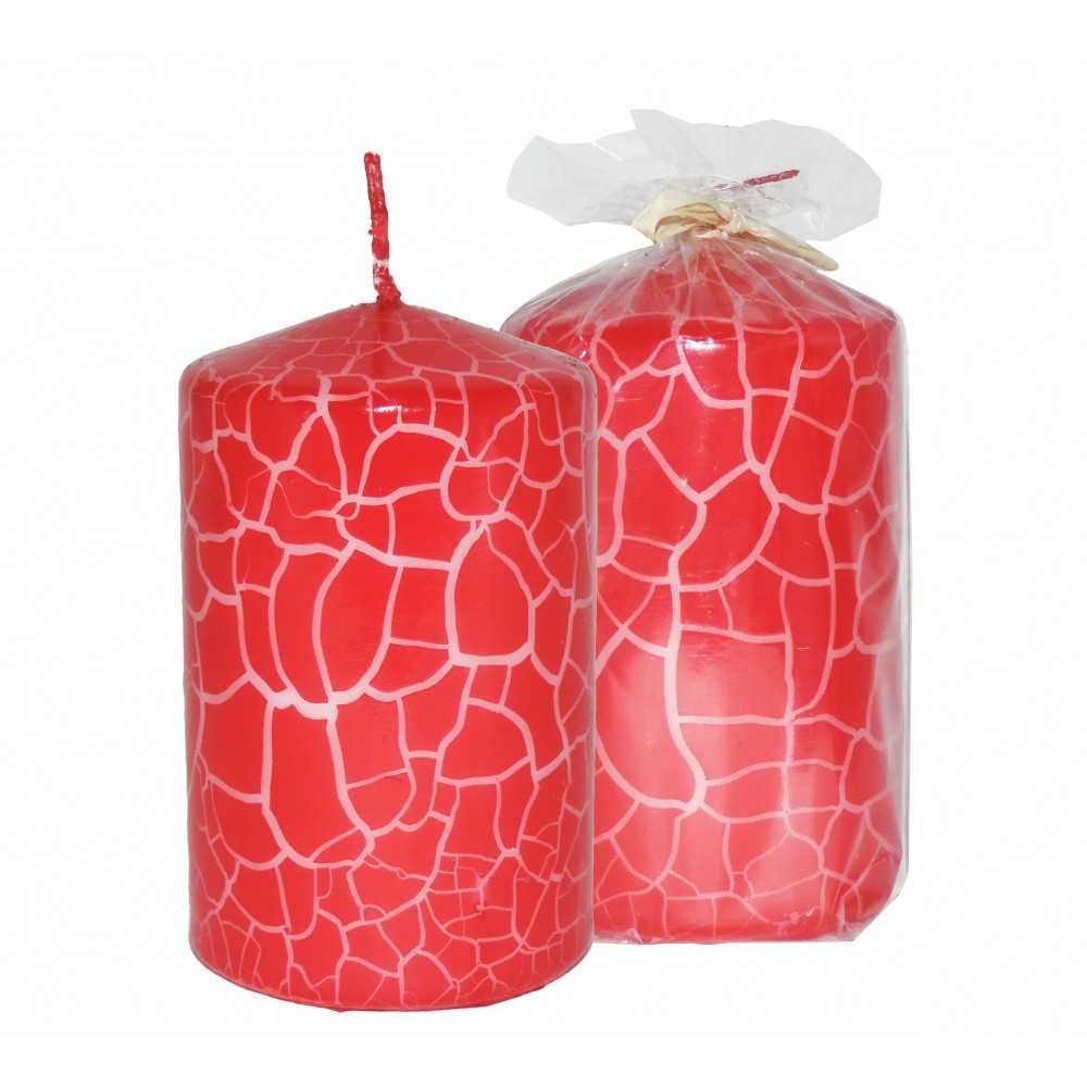 HotStar Crack Metallic Red Candles Pillars 4 Pcs Burning 30 Hours 60x100 mm Unscented