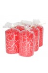 HotStar Crack Metallic Red Candles Pillars 6 Pcs Burning 30 Hours 60x100 mm Unscented