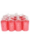 HotStar Crack Metallic Red Candles Pillars 12 Pcs Burning 30 Hours 60x100 mm Unscented